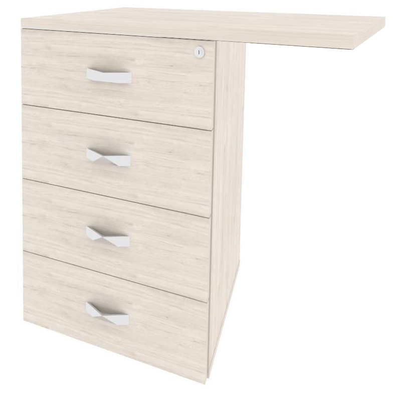 Изображение товара Тумба приставная Onix O.TPU-4 с центральным замком 4 ящика светлый денвер