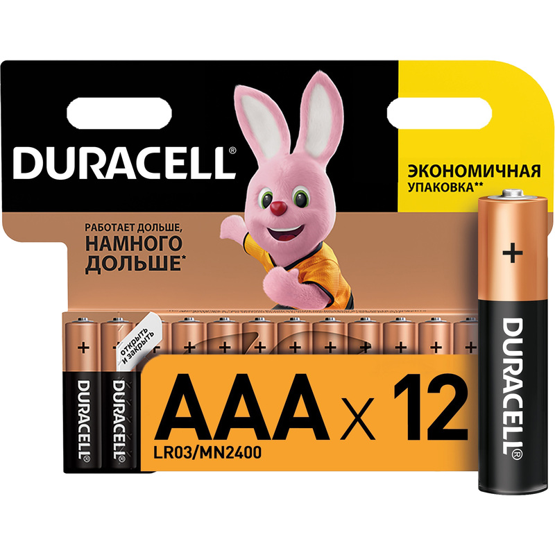 Изображение товара Батарейки AAA мизинчиковые Duracell Basic 12 штук в упаковке надежный источник питания