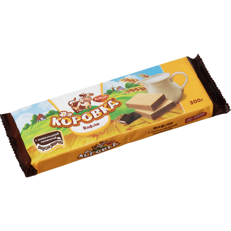 Изображение товара Вафли Коровка с шоколадной начинкой 300 г - ароматный десерт