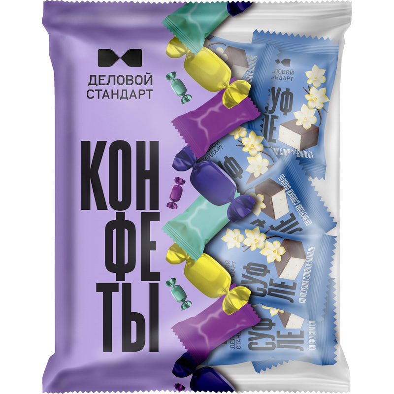 Изображение товара Конфеты глазированные Деловой Стандарт суфле со вкусом сливки-ваниль 500 г