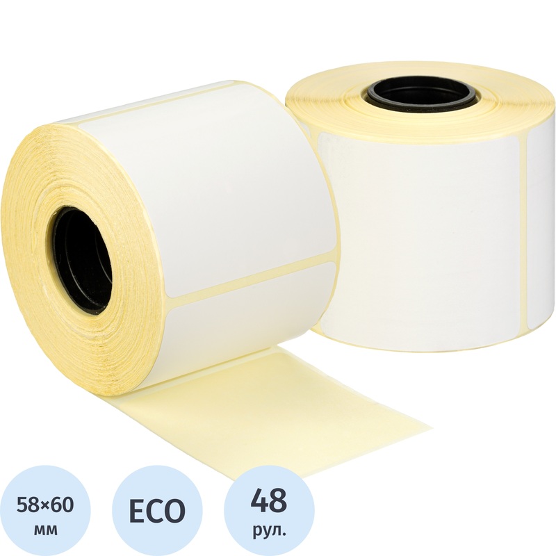 Изображение товара Термоэтикетки 58х60 мм ЭКО для термопринтеров