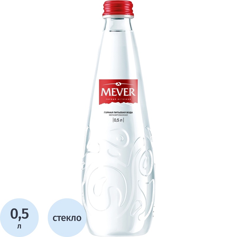 Изображение товара Вода питьевая Mever негазированная стекло 0.5 л экологически чистая Россия