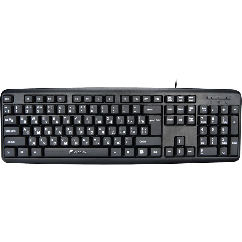 Изображение товара Проводная клавиатура Oklick 180V2 USB мембранная черная с русской раскладкой
