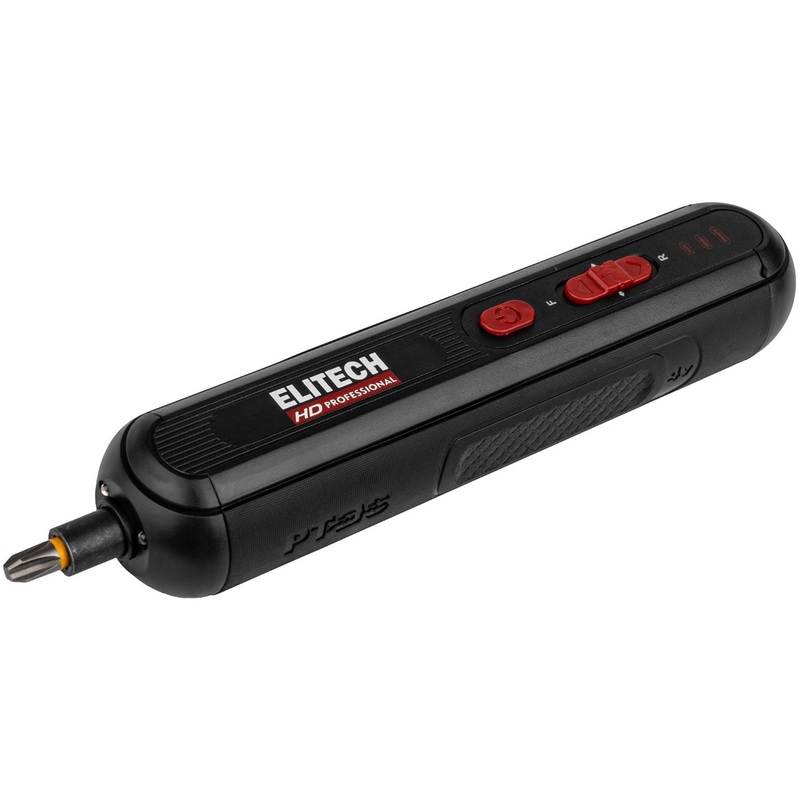 Изображение товара Отвёртка аккумуляторная Elitech HD SD 4LE 5 Нм 4 В Li-Ion 2 Ач в кейсе с набором бит (210283)