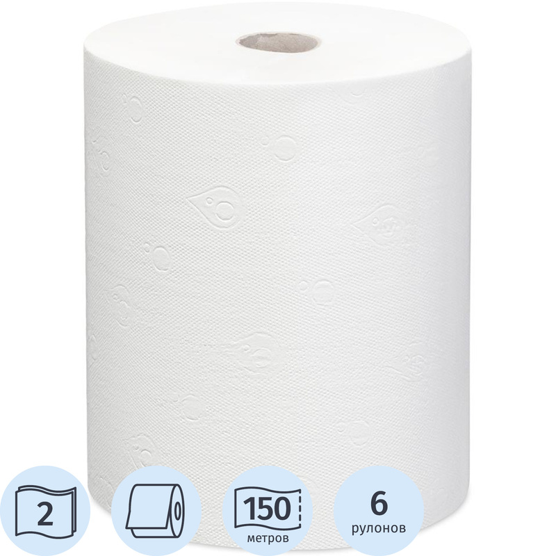 Изображение товара Полотенца бумажные рулонные Focus H1 2-слойные белые 150м 6 рулонов