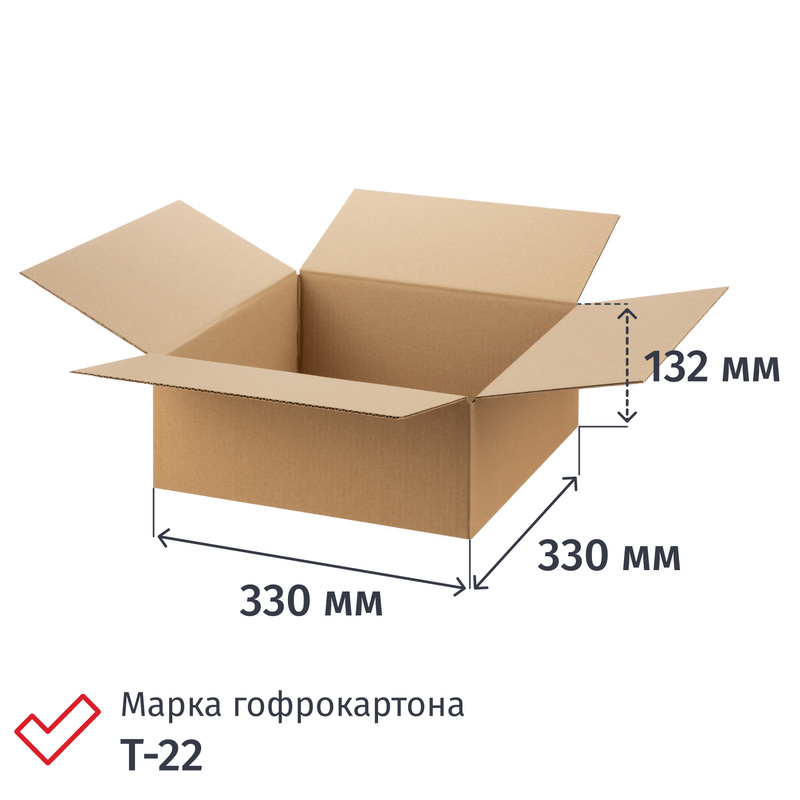 Изображение товара Гофрокороб 330х330х132 мм Т-22 профиль В бурый 20 штук