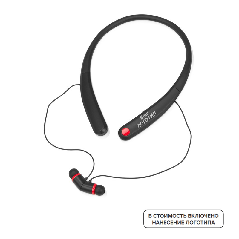 Изображение товара Наушники беспроводные Soundway чёрные с индивидуальной цветной печатью (10 штук в упаковке)