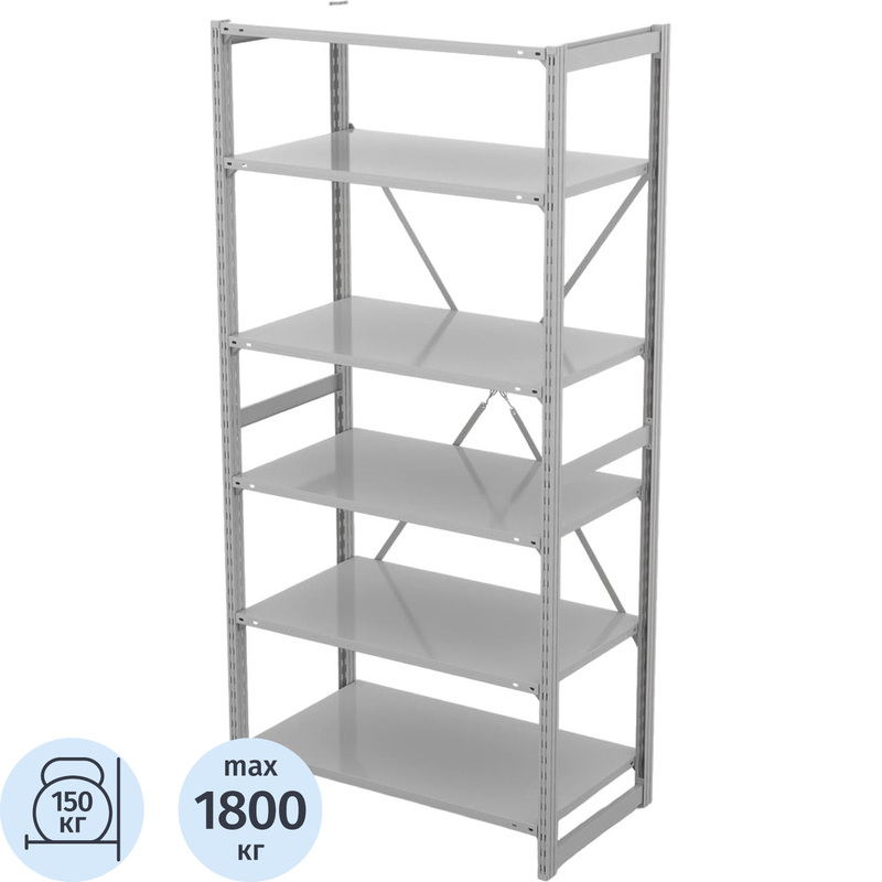 Изображение товара Стеллаж металлический ГТС Универсал 6 полок 1060х600х2200 мм прочный