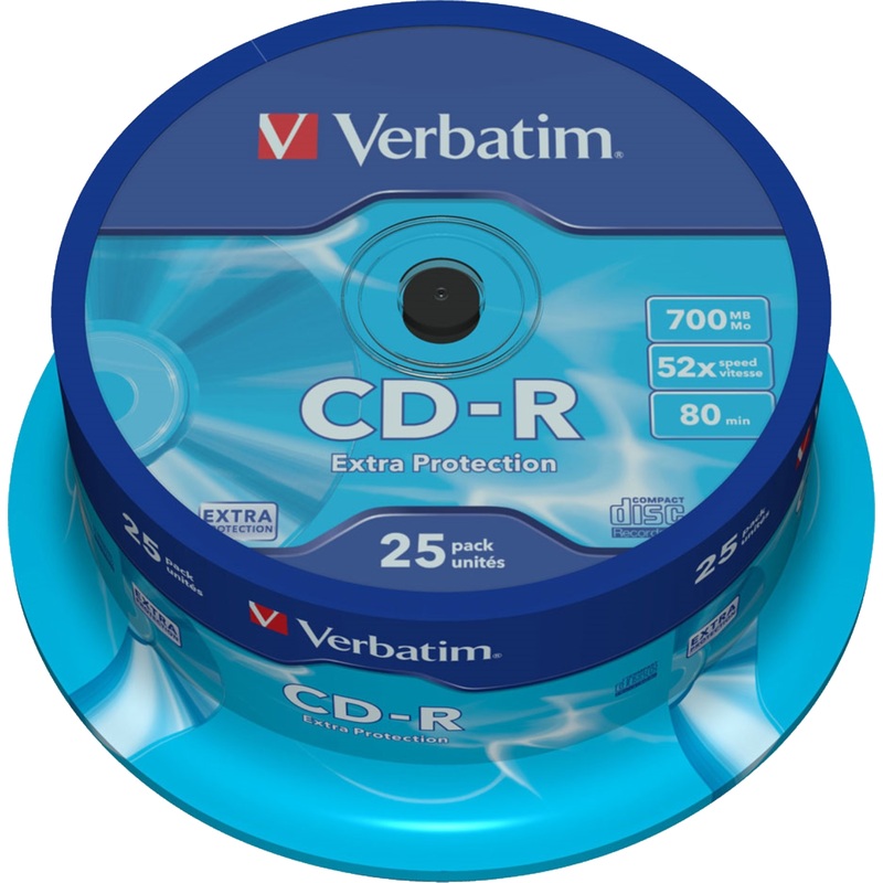 Изображение товара Диск CD-R Verbatim 700 МБ 52x cake box 43432 упаковка 25 штук