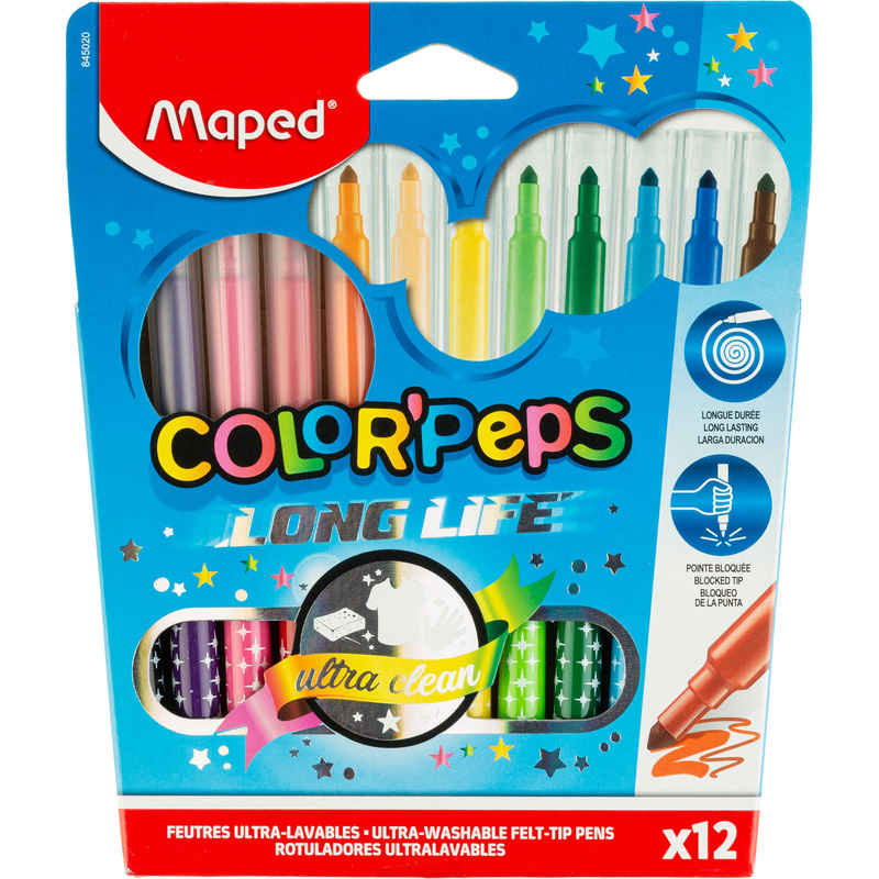 Изображение товара Фломастеры Maped Color'peps Long life 12 цветов с вентилируемыми колпачками
