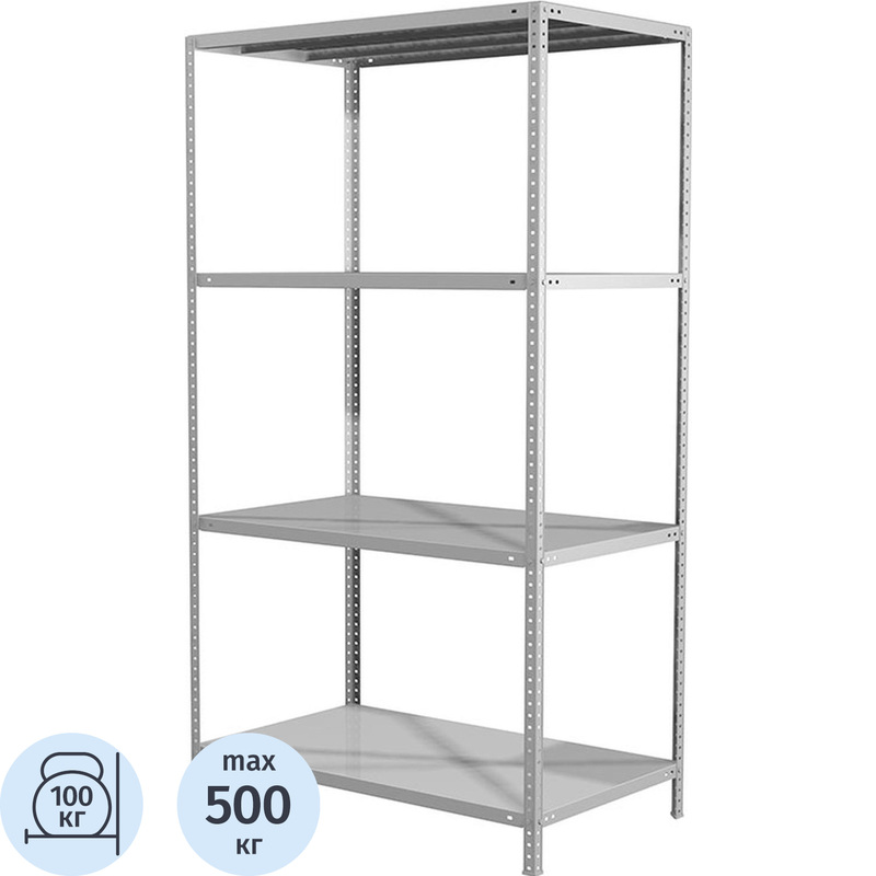 Изображение товара Стеллаж металлический Практик MS (4 полки, 1000x300x1850 мм)