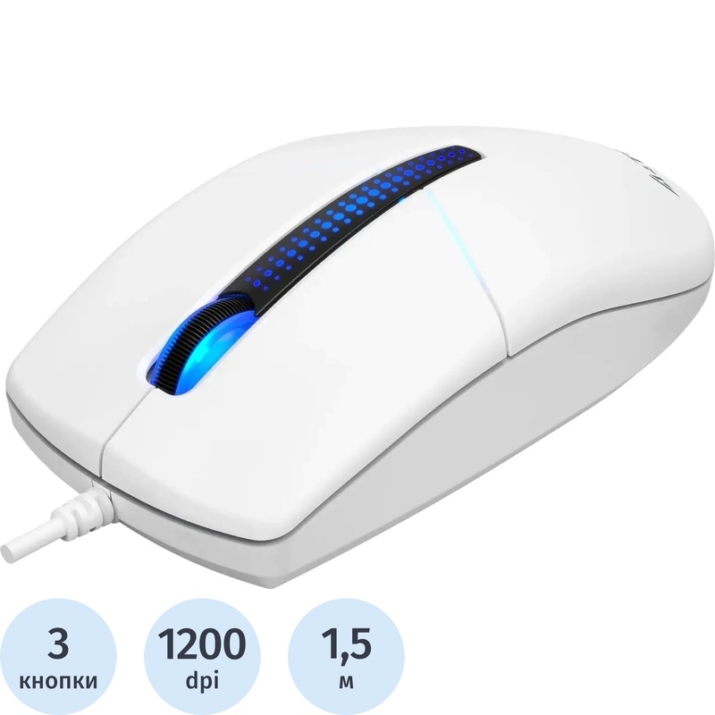 Изображение товара Мышь проводная A4Tech N-530S белая 1200dpi USB классическая подсветка