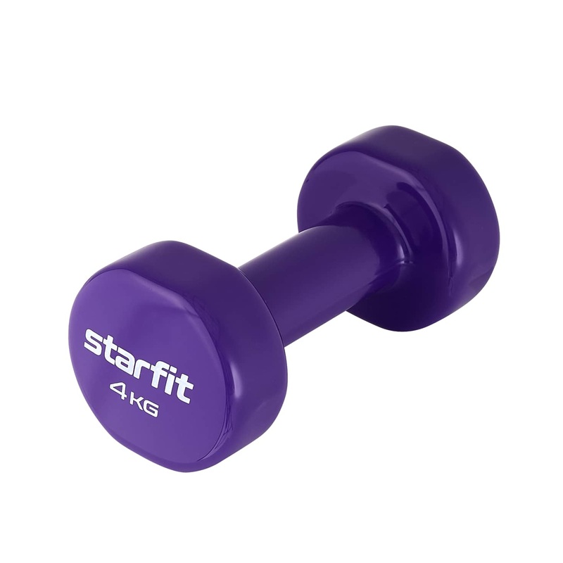Изображение товара Гантель виниловая Starfit DB-101 4 кг фиолетовая для фитнеса