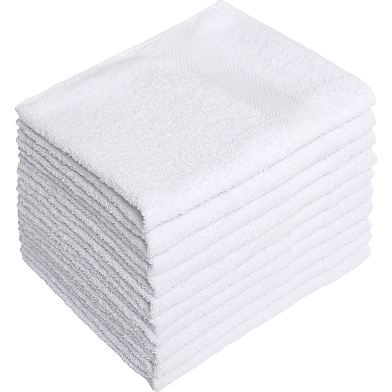 Изображение товара Набор махровых полотенец 10 шт 50x90 см белые из 100% хлопка