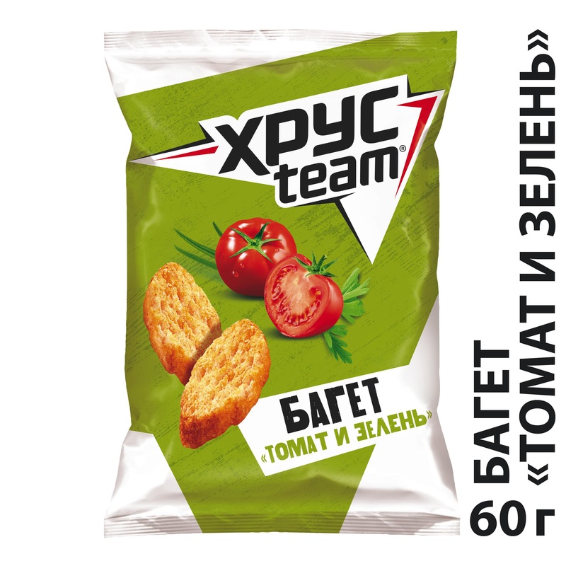 Изображение товара Сухарики Хрусteam багет со вкусом томата и зелени 60 г