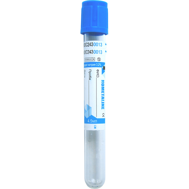 Изображение товара Вакуумные пробирки Kometaline с цитратом Na 3.2% 4.5 мл пластик (100 штук в упаковке)