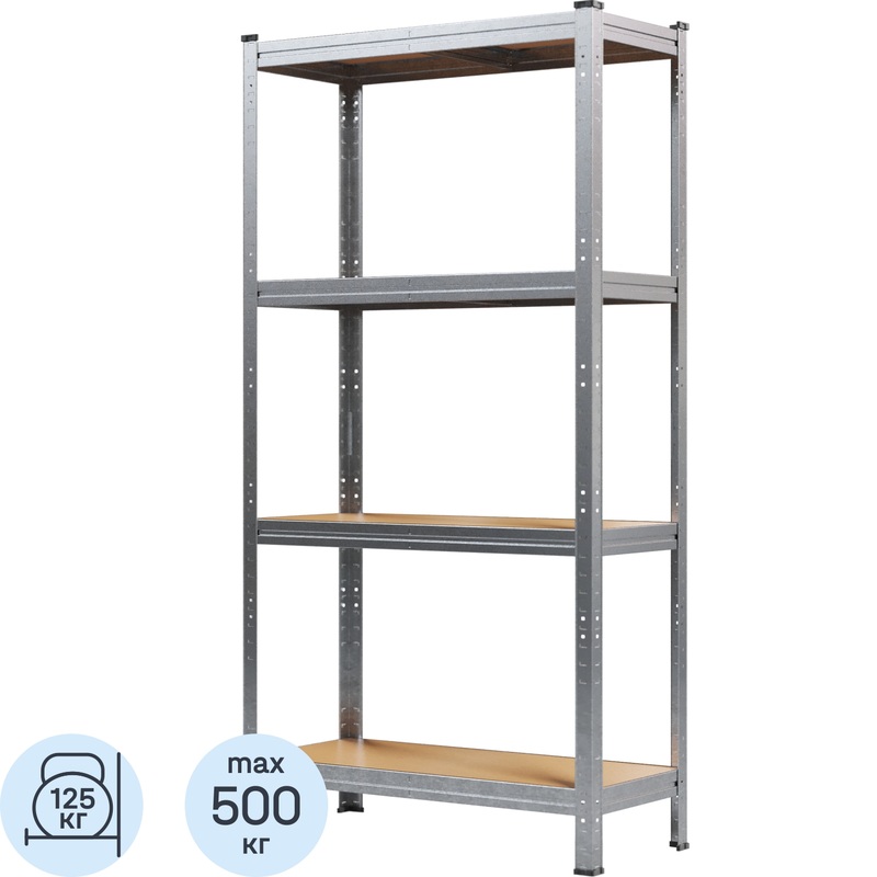 Изображение товара Металлический стеллаж Металл-Завод серия Bonus 4 полки 800х350х1550 мм для склада офиса дома