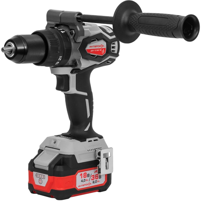 Изображение товара Дрель-шуруповёрт ударная аккумуляторная Интерскол ДАУ-13/36В 140 бесщёточная 2 АКБ x Li-ion (36 В, 2 Ач)+ЗУ в кейсе (852.2.2.70)