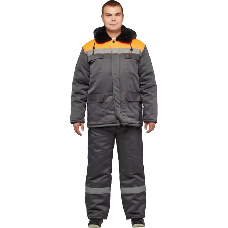 Изображение товара Зимний мужской рабочий костюм з35-КПК с СОП серый оранжевый