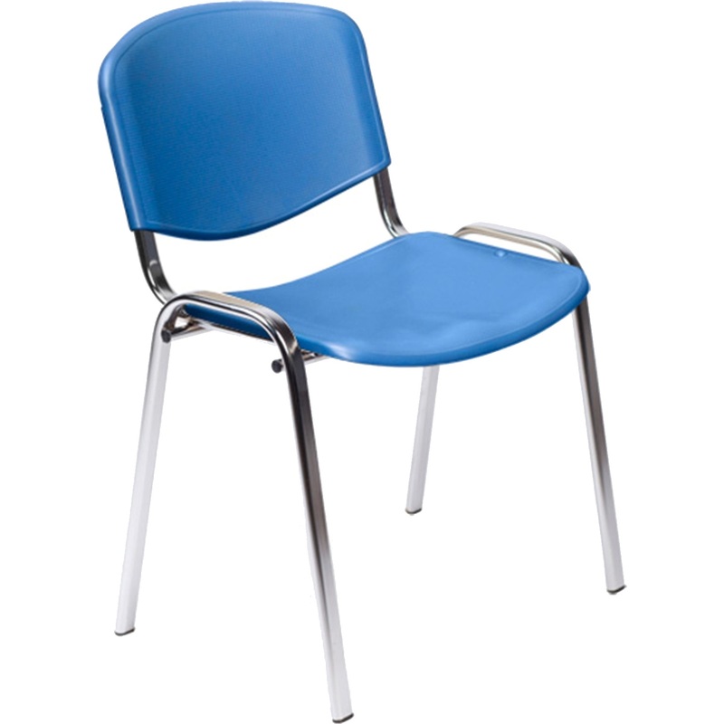 Изображение товара Офисный стул Easy Chair Изо с синним пластиковым сиденьем и хромированным каркасом