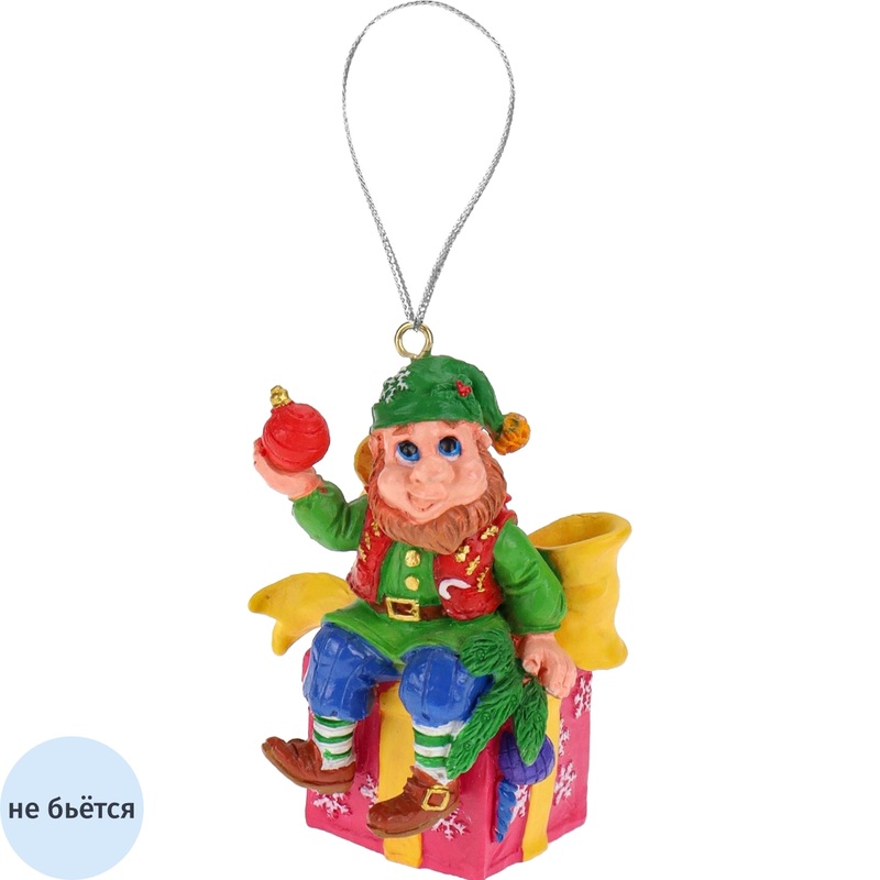 Изображение товара Ёлочная игрушка Miland Гном с подарком разноцветная 7 см