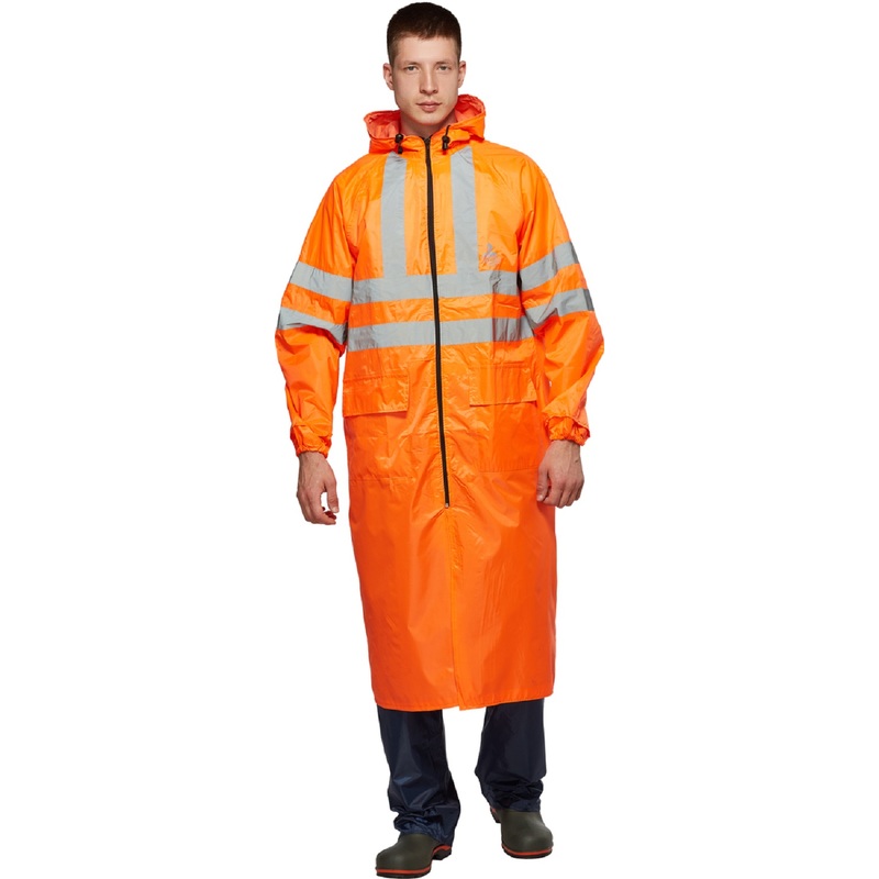 Изображение товара Влагозащитный плащ Тайфун ПВХ оранжевый с СОП для работы и активного отдыха