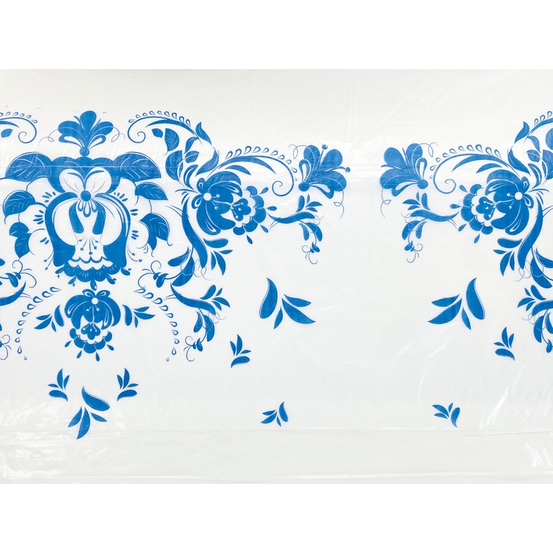 Изображение товара Одноразовая скатерть Plushe Гжель 110x180 см белая, 5 штук