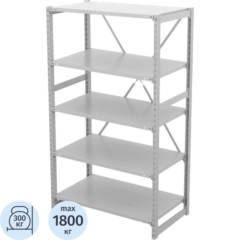 Изображение товара Стеллаж металлический ГТС 99-2215605У, 5 полок, 1500x600x2200 мм