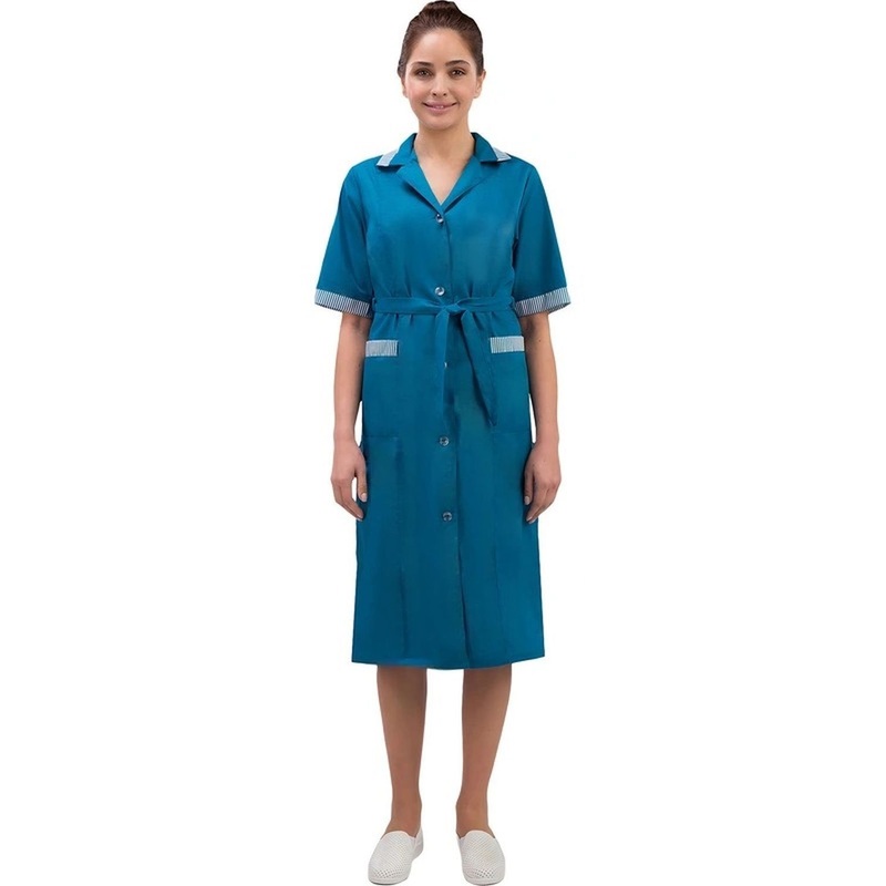 Изображение товара Халат для горничных у01-ХЛ с коротким рукавом бирюзовый
