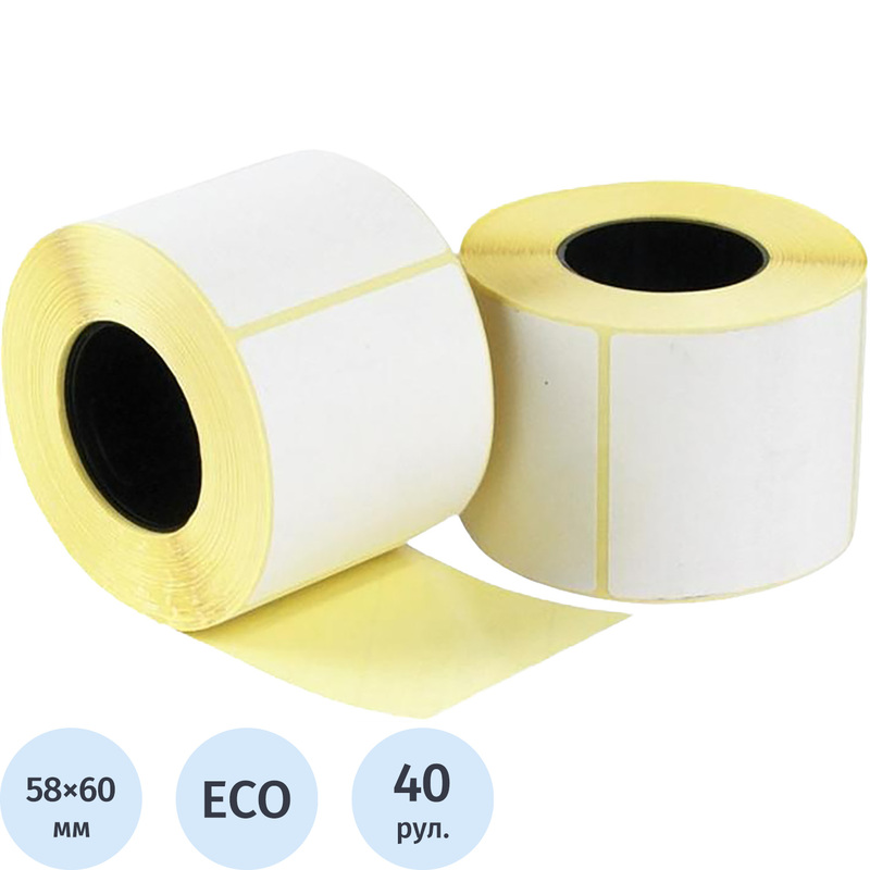 Изображение товара Термоэтикетки 58х60 мм ЭКО - 40 рулонов по 450 этикеток