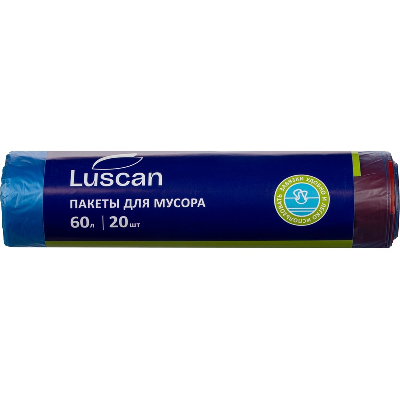 Изображение товара Мешки для мусора Luscan 60л с завязками синие 20 штук