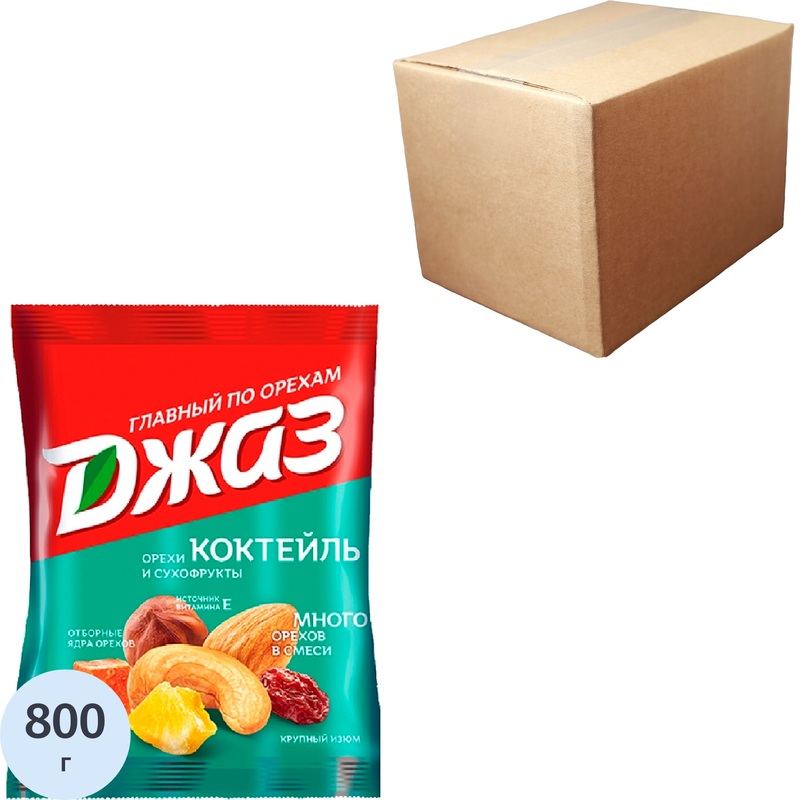 Изображение товара Коктейль Джаз 50 г смесь орехов и сухофруктов в упаковке