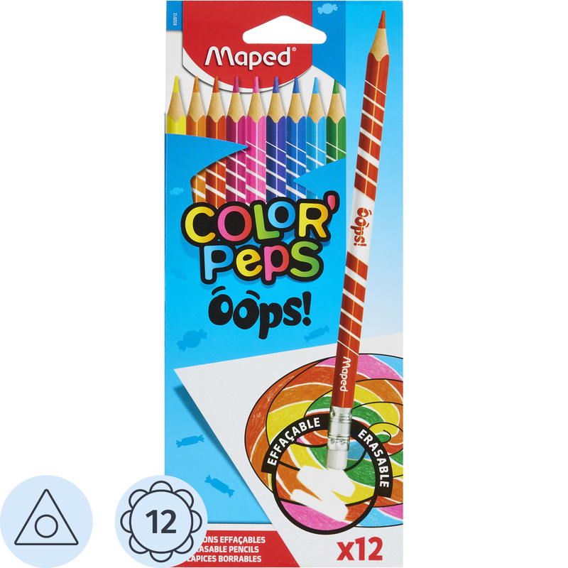Изображение товара Карандаши цветные Maped Color'Peps Oops 12 карандашей 12 цветов трёхгранные