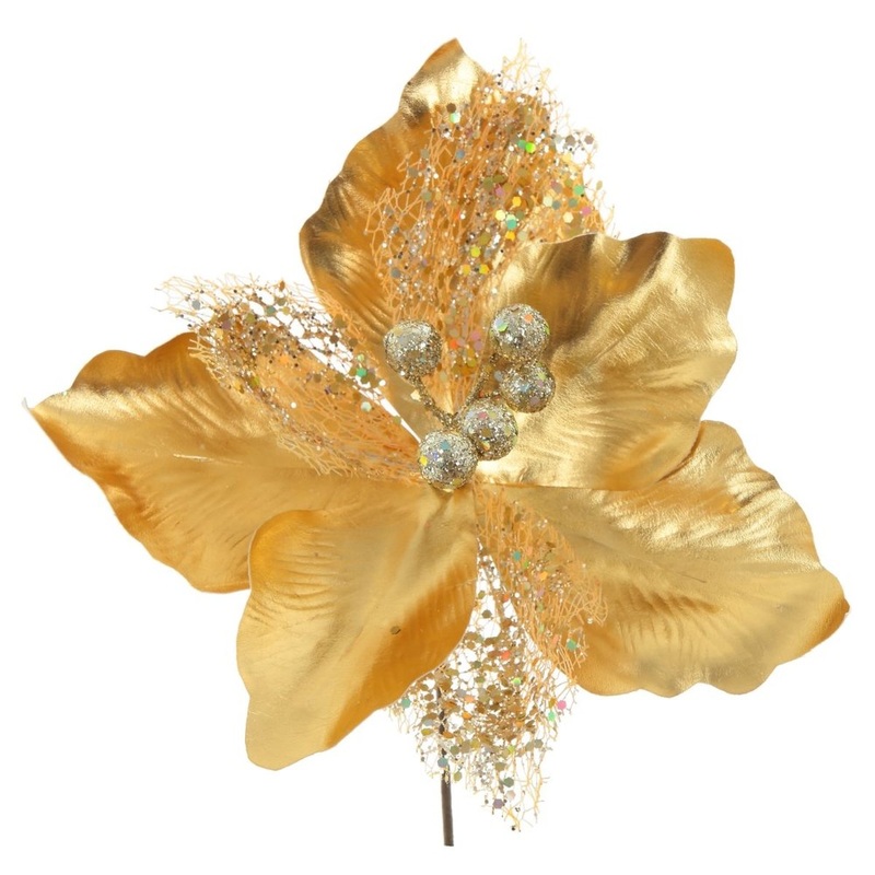 Изображение товара Новогоднее украшение Цветок 22 см искусственный декоративный элемент для праздника