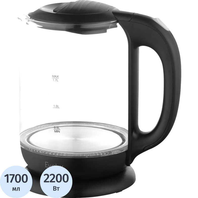 Изображение товара Чайник электрический Evelux EWK 0902 G чёрный 1.7 л