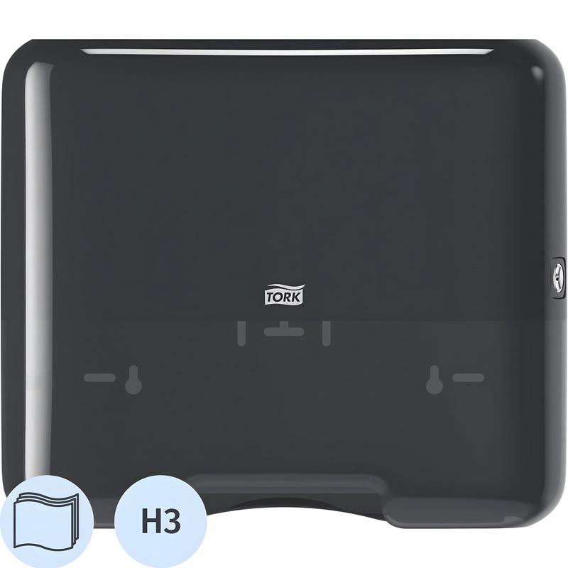 Изображение товара Диспенсер для полотенец листовых Tork Mini Singlefold H3 черный универсальный