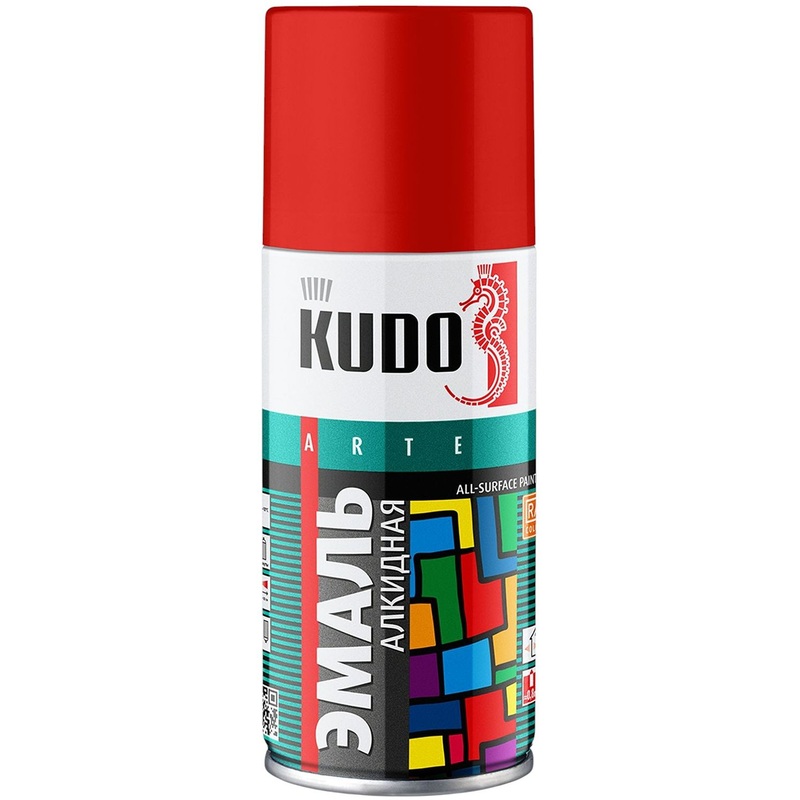 Изображение товара Краска аэрозольная универсальная Kudo ku-1003.1 красная глянцевая 210 мл (RAL 3020)
