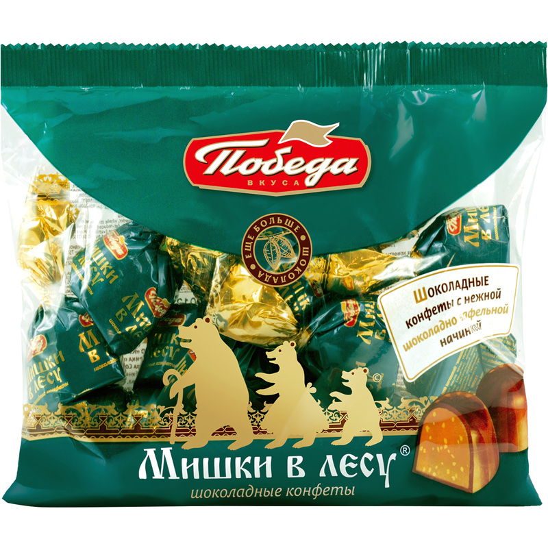 Изображение товара Конфеты шоколадные Мишки в лесу 200 г с молочным шоколадом и хрустящим наполнителем