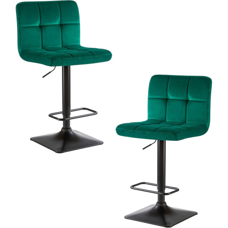 Изображение товара Стул барный DOBRIN DOMINIC зелёный/чёрный (велюр, фанера, 2 штуки в упаковке)
