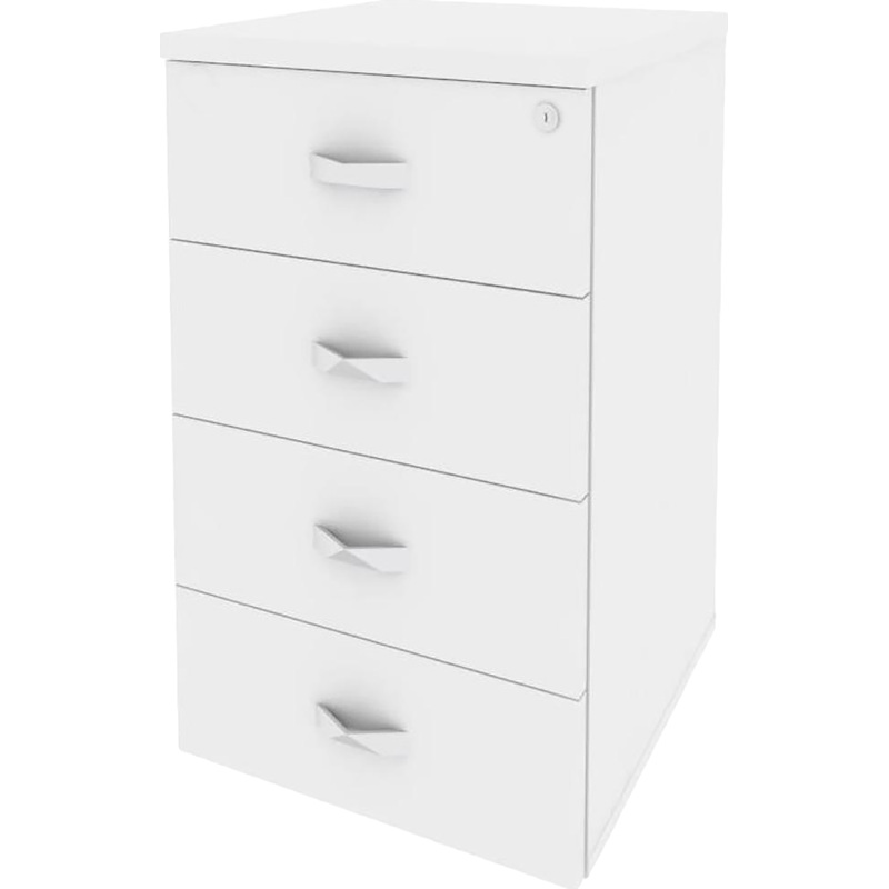 Изображение товара Тумба приставная Onix O.ТP-4 с центральным замком (белый бриллиант, 432х460х750 мм, 4 ящика)