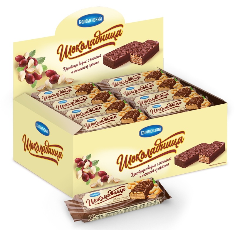 Изображение товара Вафли Коломенский Шоколадница с ореховой начинкой глазированные 1200 г