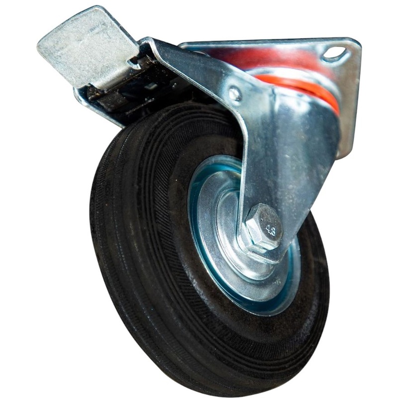 Изображение товара Поворотное промышленное колесо с тормозом 125 мм для тележек