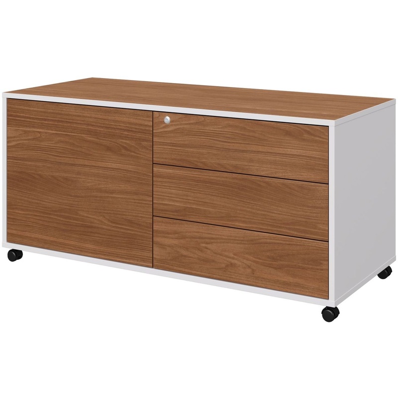 Изображение товара Тумба подкатная Linkor 147T204 с замком орех линкольн/белый 1310х562х623 мм