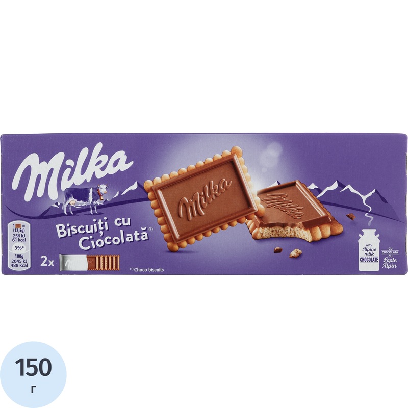 Изображение товара Печенье бисквитное Milka с молочным шоколадом 150 г