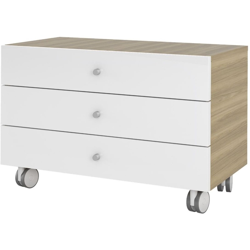 Изображение товара Тумба подкатная KYUM80 дуб честерфилд белый глянец 3 ящика