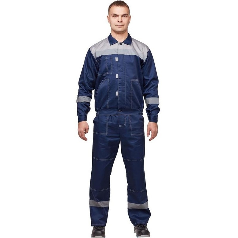 Изображение товара Костюм рабочий летний мужской л20-КПК с СОП синий/серый (размер 144-148 (72-74), рост 170-176)