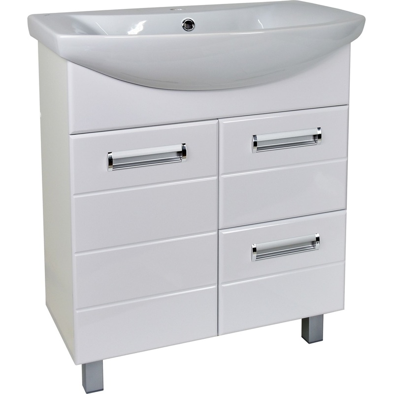 Изображение товара Тумба напольная Вега 70 с умывальником (белый, 580х750х800 мм, 2 ящика)