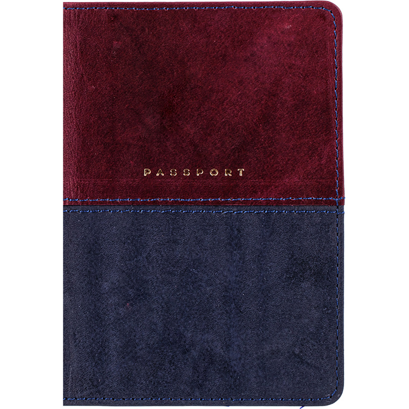 Изображение товара Обложка для паспорта OfficeSpace Duo из натуральной кожи бордовый и синий