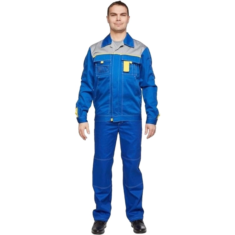 Изображение товара Костюм рабочий летний мужской л10-КБР васильковый/серый/жёлтый (размер 56-58, рост 158-164)