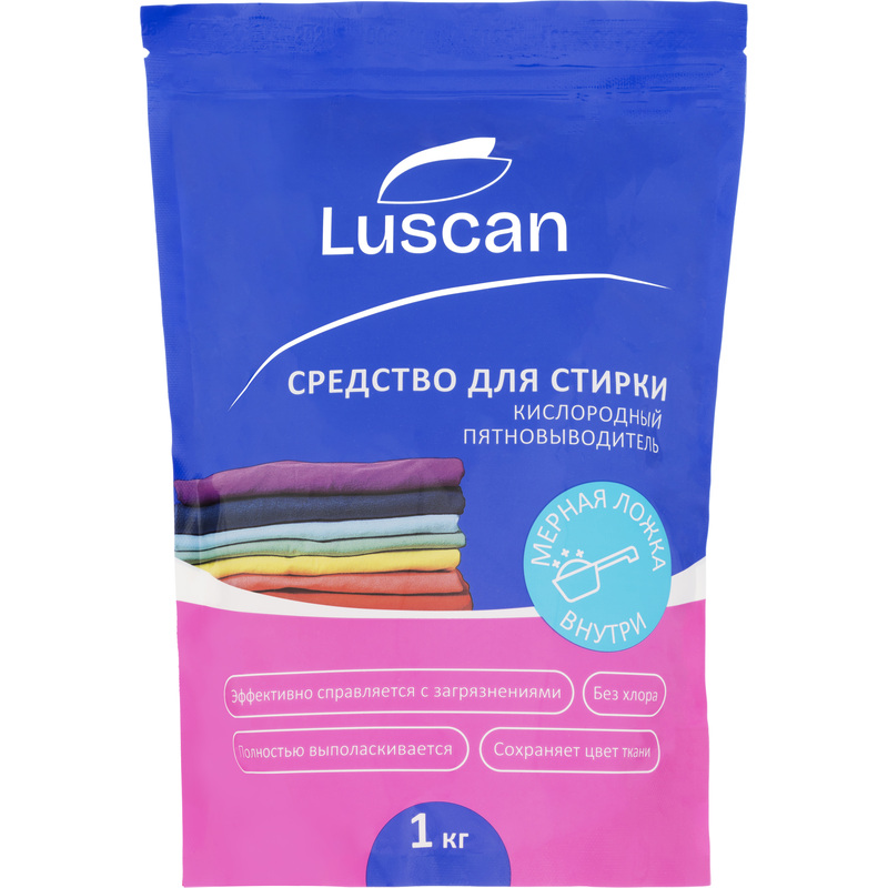 Изображение товара Пятновыводитель кислородный Luscan для цветного белья порошок 1 кг